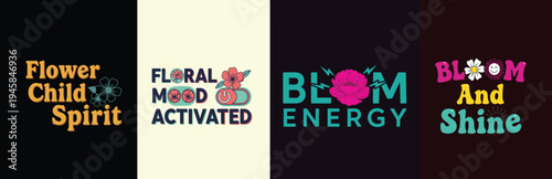 Vibrant floral logos and typography for branding and design inspiration tshirt design