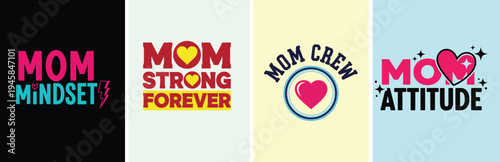Vibrant Mom Lifestyle Logos With Heart Symbols And Strong Messages tshirt design