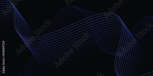 Neon sound wave on black background. Abstract flowing wavy dot lines design for ai concept, eq equalizer, audio record, voice assistant.