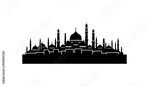 Vector mosque cityscape silhouette