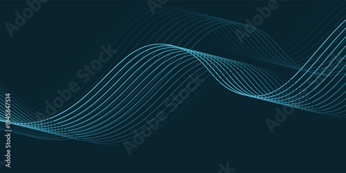 Glowing blue wavy lines on abstract technology dark blue background. vector illustration eps10