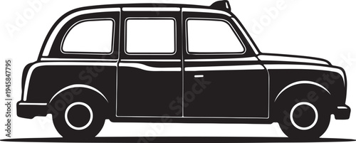Taxi Cab Side View Silhouette Vector Illustration