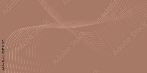 Mocha mousse color of the year 2025 abstract vector background with glowing brown wavy lines. vector background line