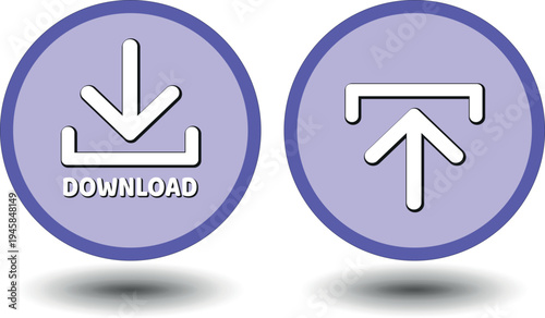 download button for internet website use. Download icon on isolated white background with shadow.
