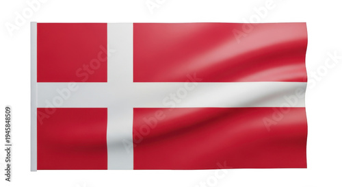 Free Download Danish flag waving gently in the wind isolated on white background - GFXLoad