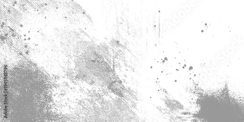 Gray and white textured background with halftone dots and splatters abstract