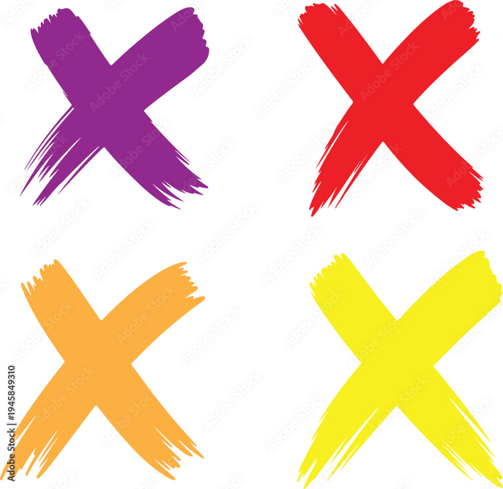 Obraz premium Set of Distressed X Mark Brush Stroke Symbol Vector Illustration