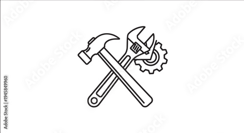Hammer and nails icon set construction tools vector illustration