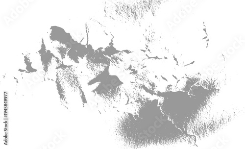 Abstract grey textured shapes on white background with granular detail