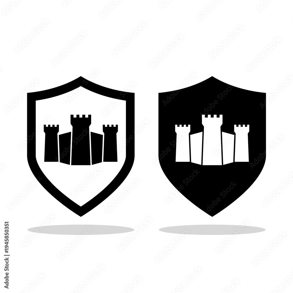 Naklejka premium Castle shield icon with shadow
