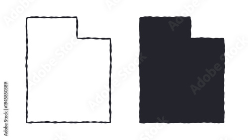 Utah USA state map silhouette and outline map. Vector shapes of us state, isolated on white. Perfect for infographics, geography design, education, and maps.