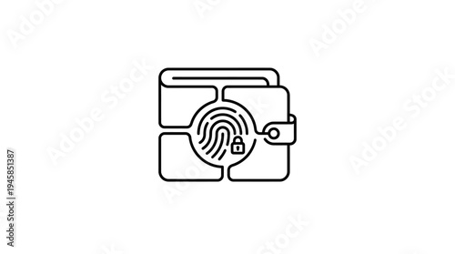 Secure digital wallet concept featuring biometric fingerprint scan and padlock icon for ultimate financial protection