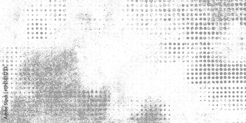 Textured grey and white background with scattered dots and halftone patterns