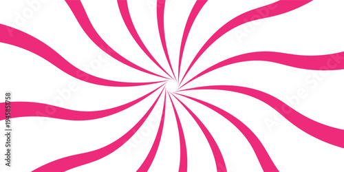 Pink white cream candy vector swirl. Candy color 3d sunburst background for summer poster, banner, christmas greeting or invitation card. Sweet rotating. Vector illustration