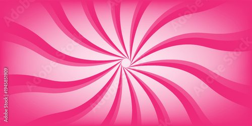 Pink white cream candy vector swirl. Candy color 3d sunburst background for summer poster, banner, christmas greeting or invitation card. Sweet rotating. Vector illustration