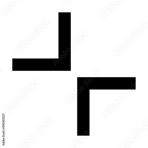 Top left bottom right inward chevrons icon for interface layout compression or focus functions. Ideal for app, website, or dashboard UIs with sharp, bold, line-style minimal design clarity.
