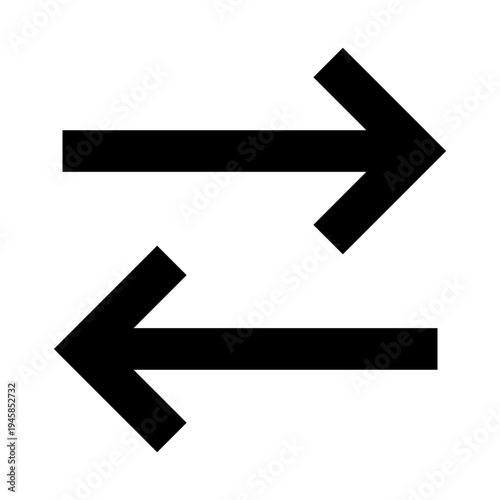 Right left double arrows icon for toggles, sorting, or reverse navigation. Ideal for apps, websites, and dashboards using clean, bold, sharp line style in modern UI and control interfaces.