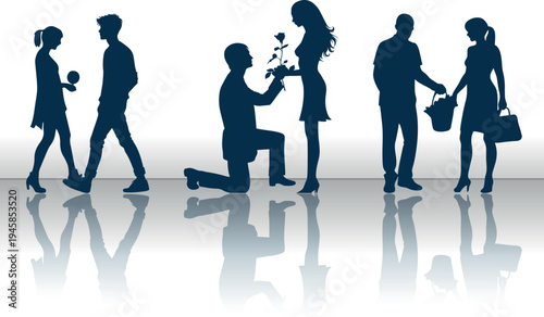 Happy Family silhouette Vector set