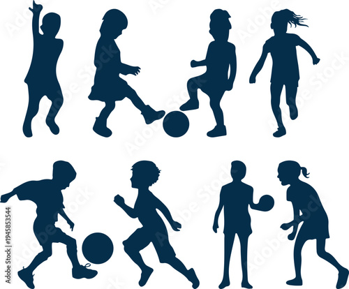 Soccer football player silhouette outlines, Soccer football player silhouettes