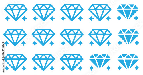 Light blue gradient diamond icons for modern design. vector illustration eps 10