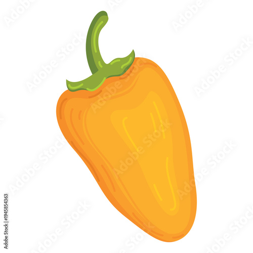 Orange yellow bell pepper cartoon vector illustration sweet capsicum vegetable whole ingredient isolated 
