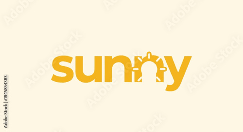 Sunny Word Art with Gear Icon.