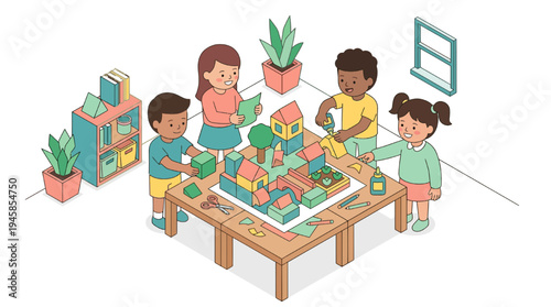 Students engage in interactive education learning activities at school