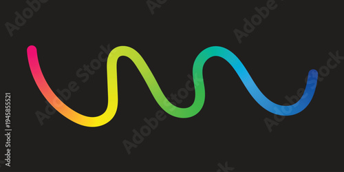 A vibrant rainbow colored waveform graphic on a black background symbolizing diversity and energy