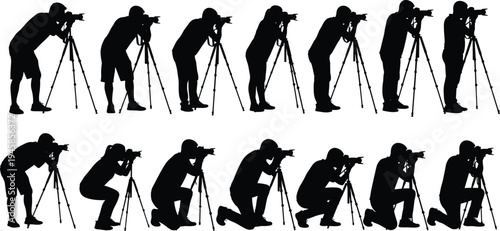 Silhouette set of diverse people, business professionals, casual group, men and women standing, walking, talking, networking, team, corporate collection, humans,