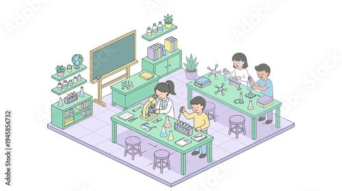 Students engage in interactive education learning with laptops in a modern school classroom setting