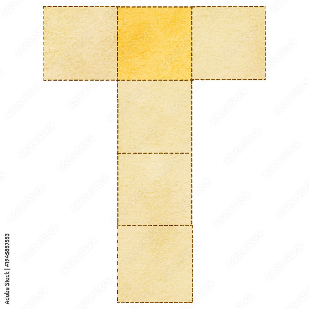 Fototapeta premium Watercolor Illustration of a Cube Net