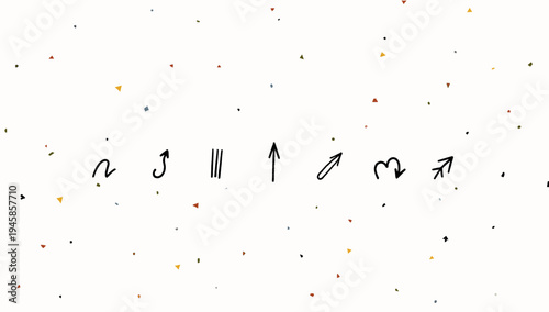 A minimalist composition of scattered shapes and lines evokes a feeling of playful creativity. Ideal for backgrounds, website design, or adding a mode