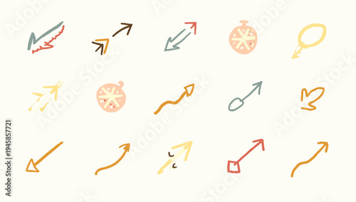 A minimalist illustration depicting an airplane in flight with a directional arrow below. Ideal for concepts related to travel, direction, and progres