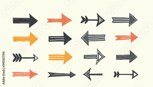 This minimalist image features three hand-drawn arrows pointing forward. Perfect for illustrating direction, progress, or choices in marketing materia