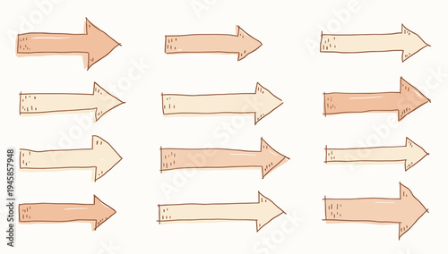 A set of whimsical, hand-drawn arrows creates a playful and organic feel. Ideal for illustrating progress, direction, or choices in presentations or d
