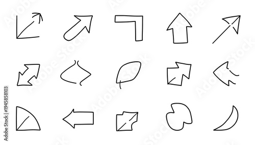 A minimalist image featuring a roughly sketched arrow and a geometric triangle. This graphic is ideal for illustrating concepts like direction, progre