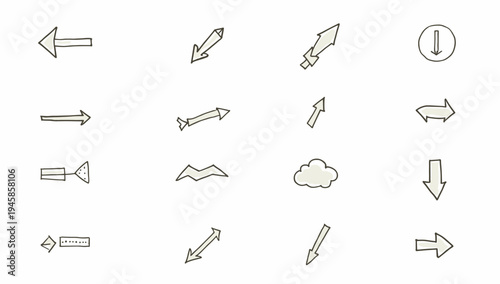 A set of hand-drawn icons illustrating a process or workflow. Ideal for presentations, infographics, or explaining procedures in a clean, minimalist s