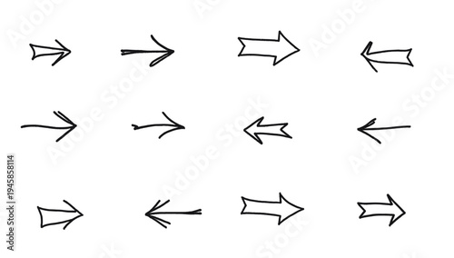 Minimalist black arrows on a white background evoke concepts of direction, progress, and movement. Useful for presentations, infographics, and website