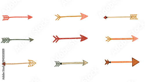 This image features two rustic, hand-drawn style arrows pointing right, ideal for representing direction, progress, or focus in design projects. Its s