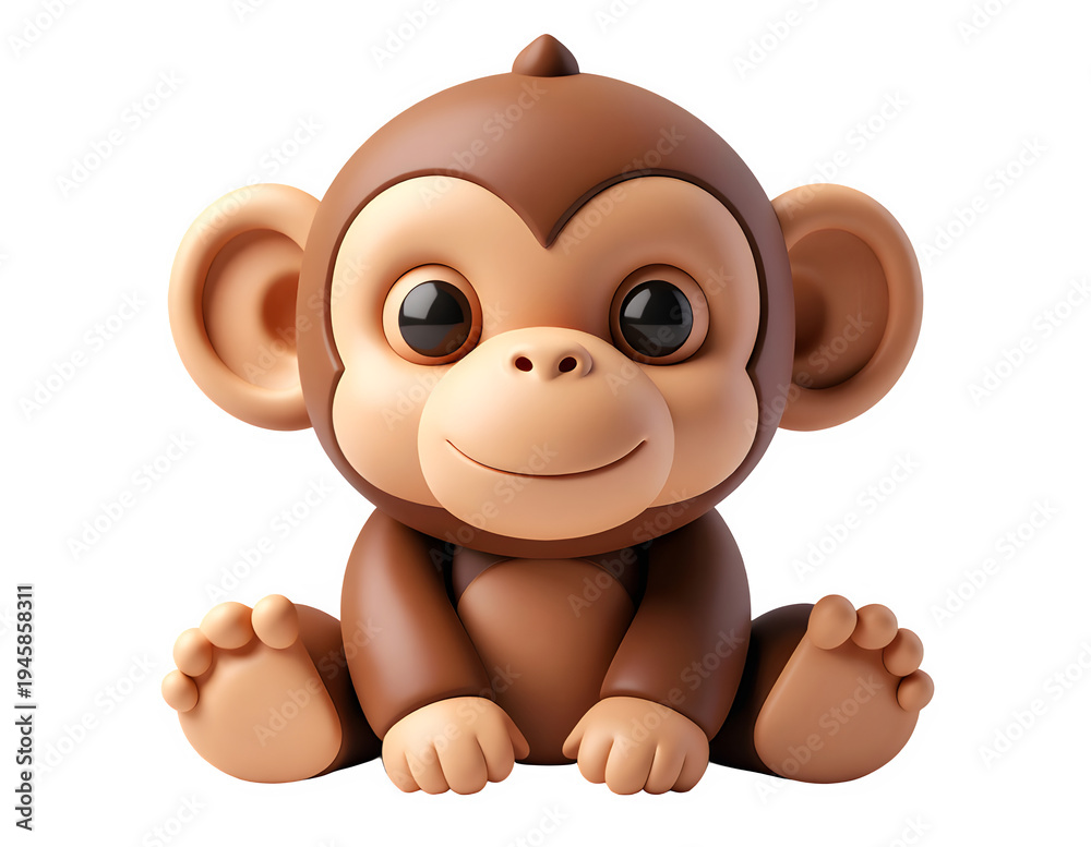 Fototapeta premium 3D Clay Monkey Character for Kids and Animal Theme