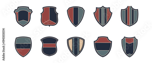 Shield designs vector illustration on black background heraldry concepts