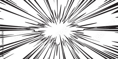 Black speed lines radiating from a central white explosion