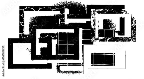 Windows grunge set with cracked textures and broken glass effects, urban decay featuring texture, distressed, city with