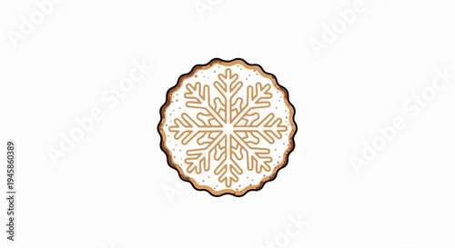 A festive snowflake cookie with intricate icing detail on a white background