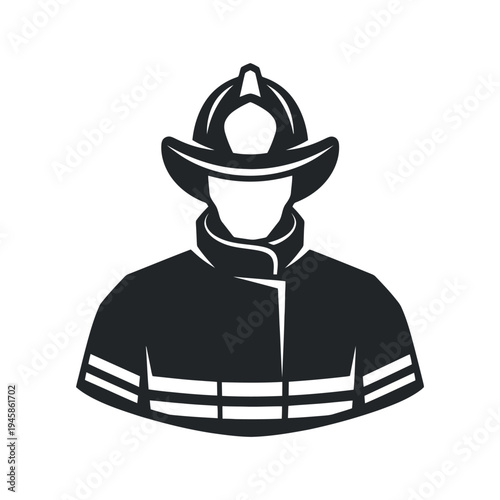 Black silhouette of a firefighter wearing a helmet