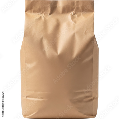 Brown Paper Bag with Crumpled Texture on Isolated Background