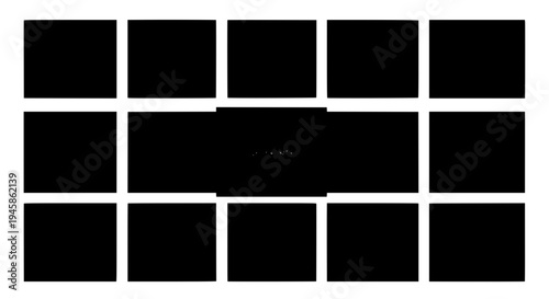 Bricks black rectangle wall with white grout lines and empty spaces featuring brick pattern, brick texture, masonry