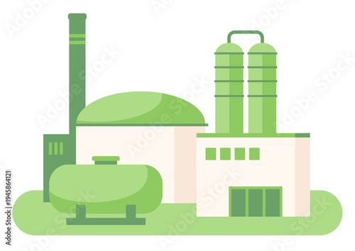 Biogas plant, biogas collection for electric power production. Renewable eco friendly energy source
