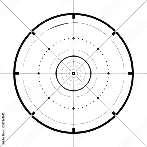 target sight for sniper, aiming scope, precision marksman training target vector design