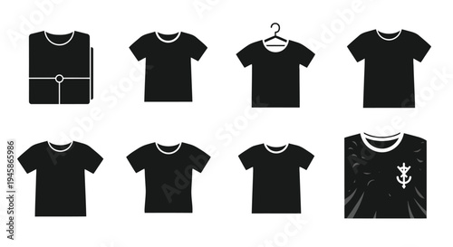 Black t shirt designs in various styles presented as a graphic silhouette